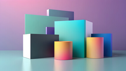 Obraz premium A minimalist 3D rendering of a gradient mesh background, with smooth transitions between colors and a sleek, modern look, perfect for a contemporary PPT cover.