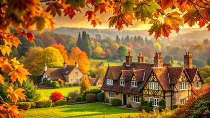 Obraz premium Autumn scene and english country style homes