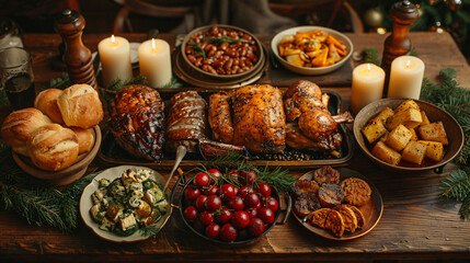 Traditional British Christmas lunch