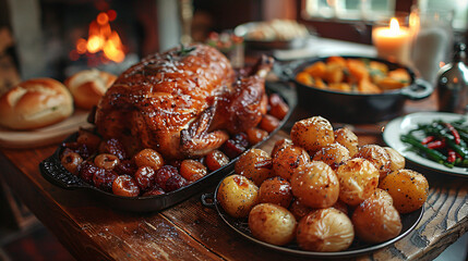 Traditional British Christmas lunch