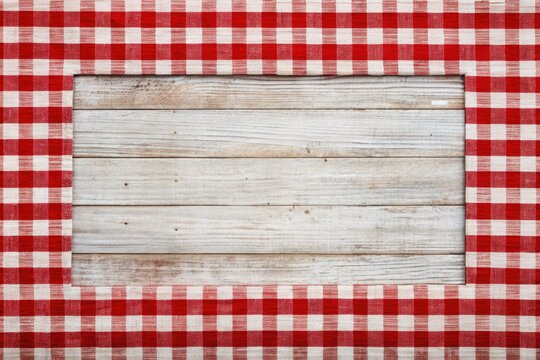Vibrant red checkered pattern forms a bold border on a white background, adding a playful and rustic touch to any design or composition.