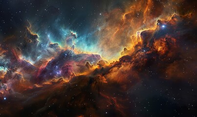 Fototapeta premium Galactic nebulae bursting with vibrant colors and cosmic dust