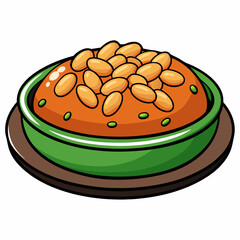 Traditional Egyptian beans dish  art vector illustration