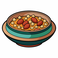 Traditional Egyptian beans dish  art vector illustration
