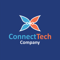 Butterfly Tech Logo Technology Vector Design