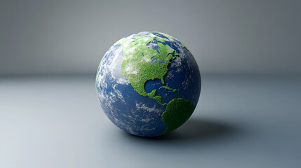 Fototapeta premium 3D earth globe isolated on gray background, showing continents, oceans, perfect for global business concept