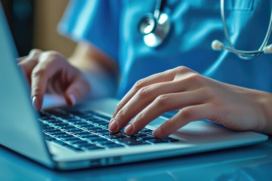 Typing Hands of Healthcare Provider