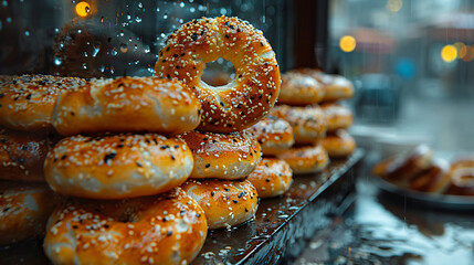 Turkish simit in the window