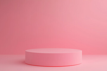 Pink round advertising podium on a pink background