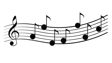 Black musical notes vector illustration on white background, perfect melody design element