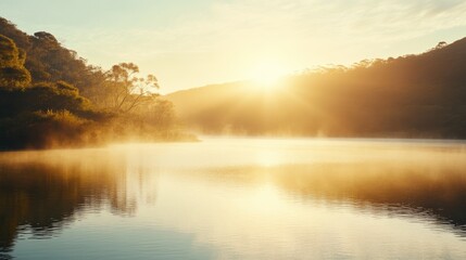 Morning Mist Lifting from Calm Lake