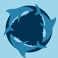 Hand Drawn Illustration of Great White Shark Vector Master