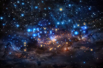 A blue planet with a background of shining stars. Ideal for space-themed designs. Beautiful simple AI generated image in 4K, unique.