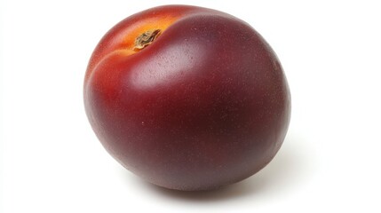Obraz premium Juicy Ripe Nectarine Side Profile on White Background - Fresh and Vibrant Fruit Close-Up Photo