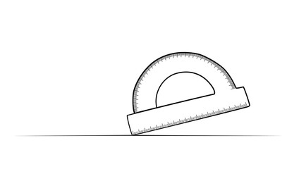 continuous drawing of a protractor with one line.