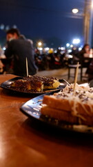 Toast with chocolate sprinkles on the table
