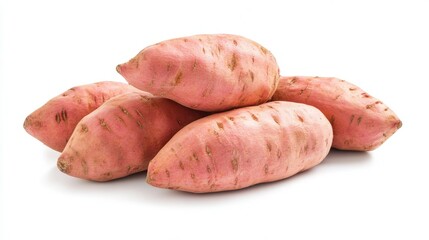 Delicious side profile of fresh sweet potato on white background - Healthy vegetable concept.