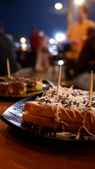 Toast with chocolate sprinkles on the table