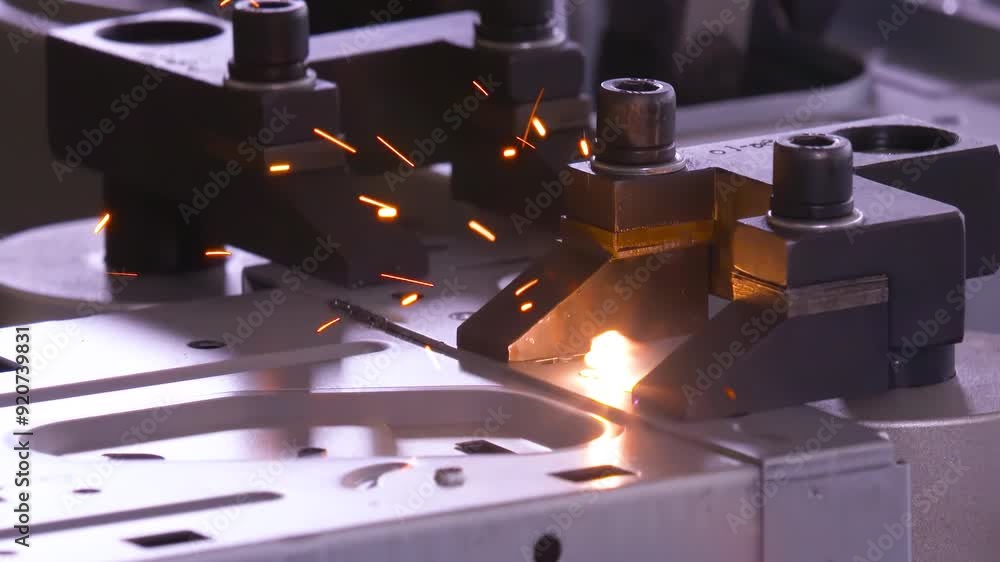 Aufkleber industrial robot robotic arms working automatically in smart autonomous industrial factory welding