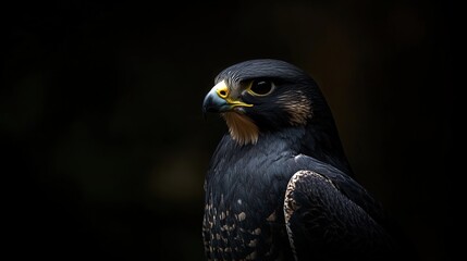 Obraz premium Majestic Falcon Portrait: Captivating Wall Art for Sporty Interiors – A Bold Bird with Sharp Beak and Keen Eyes, Perfect for Inspiring Spaces.