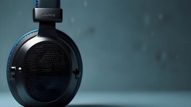 headphones on blue background HD 8K wallpaper Stock Photographic Image Generative AI