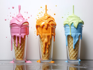 Excellent Close up dessert gourmet ice cream with fresh fruit