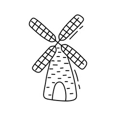 Mill. Vector illustration in doodle style