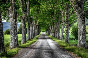 Obraz premium open-air park with green trees close-up . Beautiful simple AI generated image in 4K, unique.