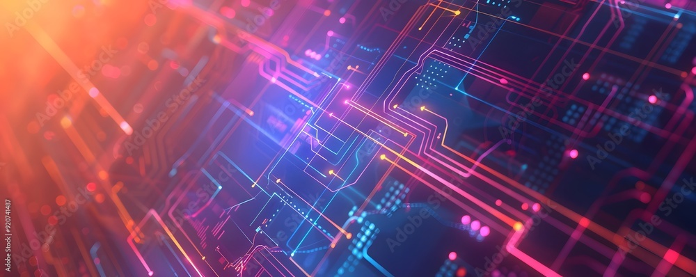 Aufkleber abstract circuit board with glowing lines and dots