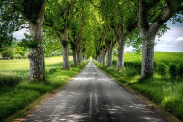 Naklejka premium Germany, Mecklenburg-Western Pomerania, Ruegen, Bergen, Alley, cobblestone street. Beautiful simple AI generated image in 4K, unique.