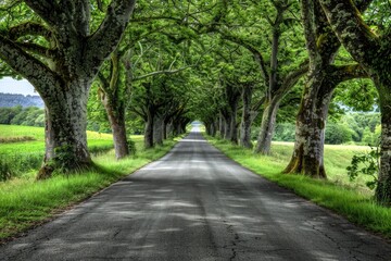 Obraz premium open-air park with green trees close-up . Beautiful simple AI generated image in 4K, unique.