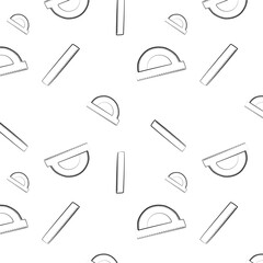 one line protractor pattern. school supplies vector