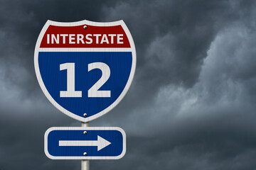 USA Interstate 12 highway sign