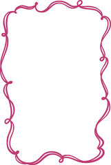 Romantic curly decorative vector frame. Elegant wavy clipart element in hand-drawn style. Isolated decoration in burgundy color. Suitable for wedding