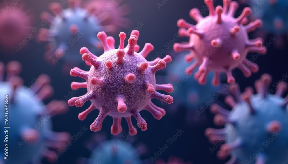 Aufkleber viral particles in motion a 3d rendering of a virus