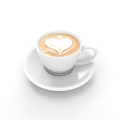 Cup of cappuccino in 3D style on a white background
