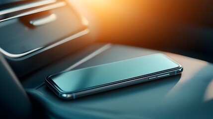 Minimalist smartphone on modern office desk with dramatic lighting