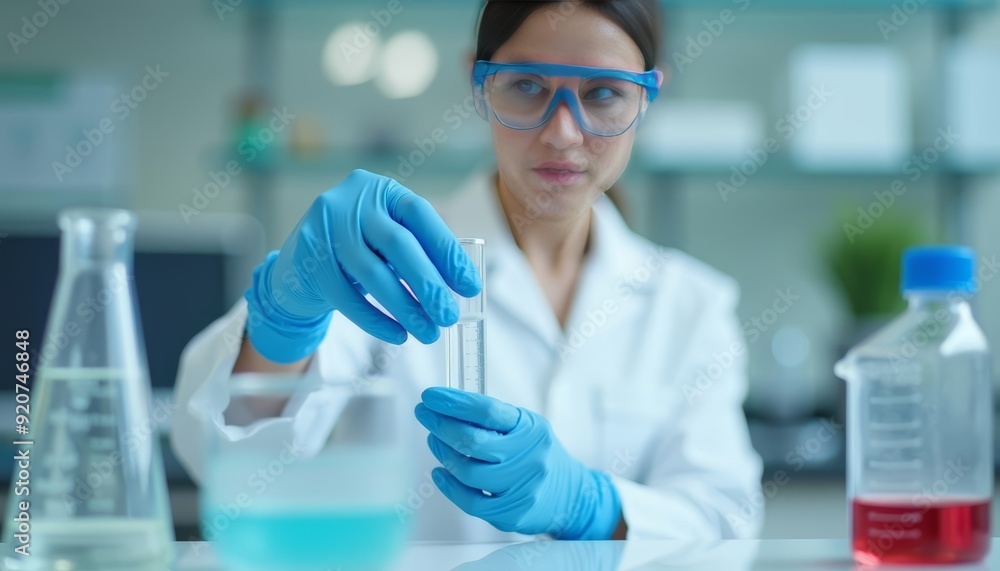 Poster innovation in action a scientist at work in the lab