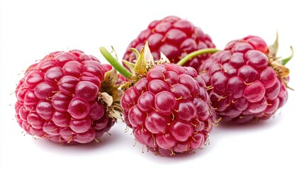 Juicy Ripe Raspberry on White Background - Full Body Shot Close Up Photograph