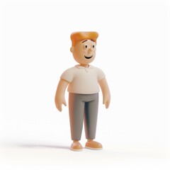 Character smiling man in 3D style on a white background
