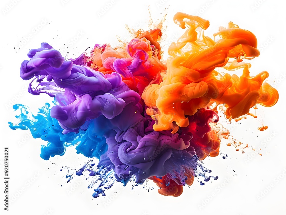 Aufkleber colorful ink swirling in water, creating abstract patterns in a creative art setting