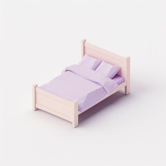 bed in 3D style on a white background
