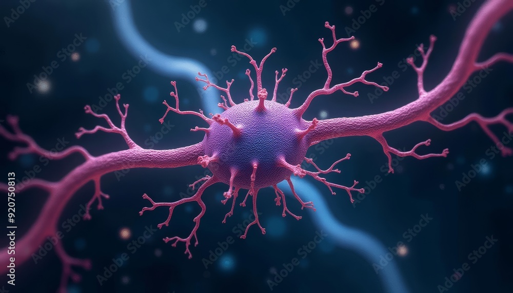 Aufkleber neural network with a virus particle 3d rendering