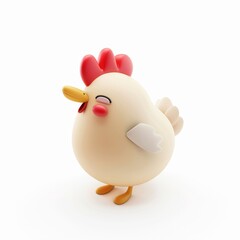 figurine of a chicken  in 3D style on a white background
