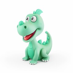 figurine of a funny dragon  in 3D style on a white background
