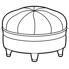Design a chic ottoman in line art, focusing on shape art vector illustrator
