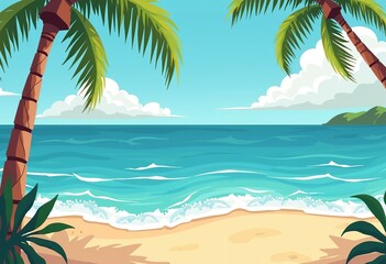 Fototapeta premium Bold Colorful Summer Beach Collage | Tropical Vacation Wall Art | Abstract Poster 