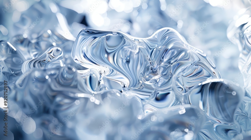 Poster Close-up abstract of ice texture with intricate details, creating a beautiful and mesmerizing pattern that evokes a sense of cold and purity.