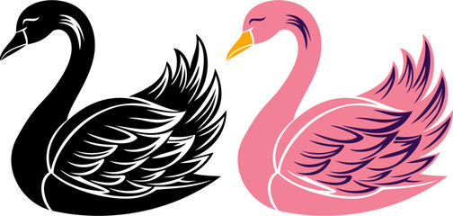 2 Swan vector can be use in logo/ one is black and white other's color can be change