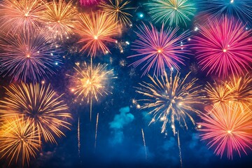 Obraz premium colorful fireworks in the night sky